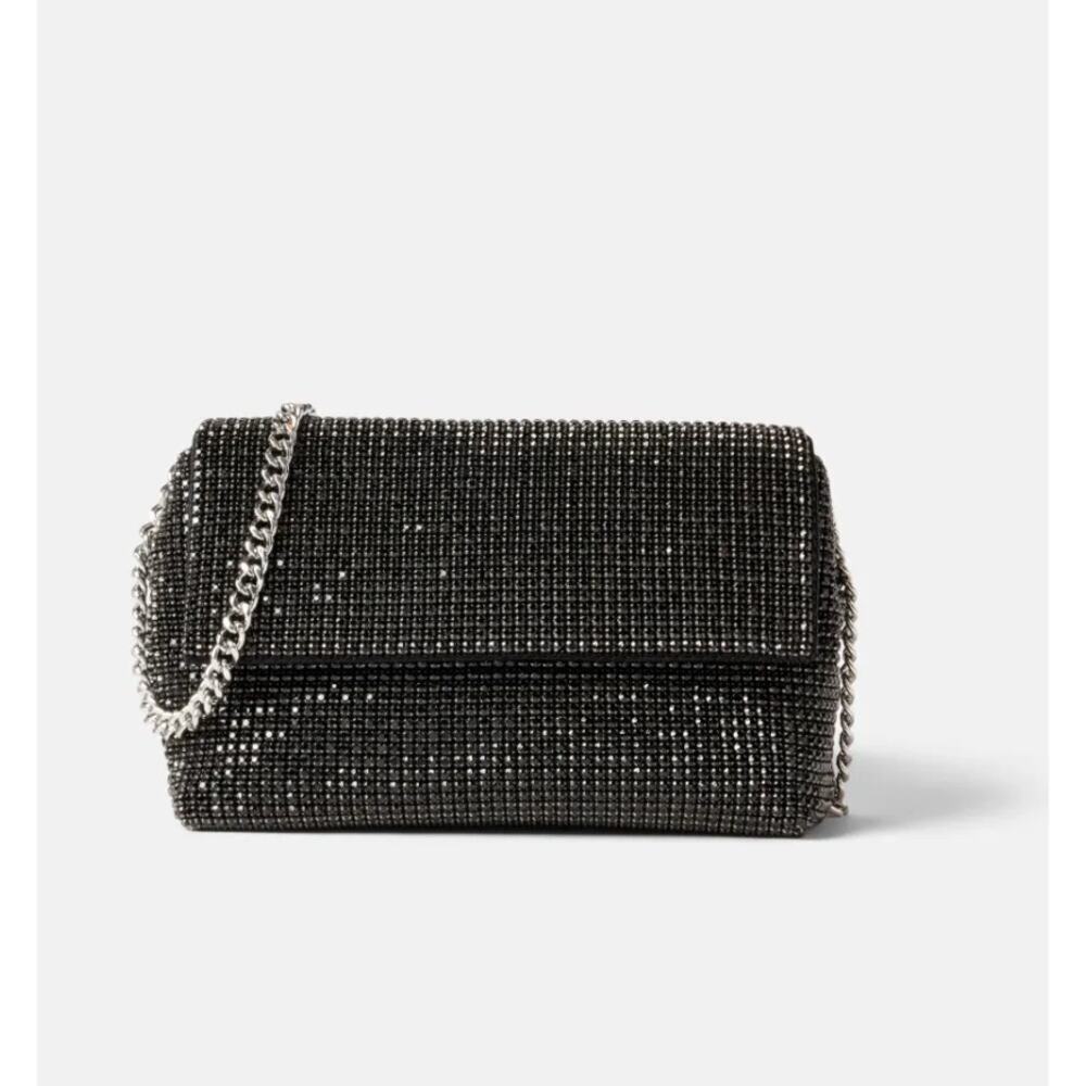 Sondra Roberts Black Rhinestone Flap Bag